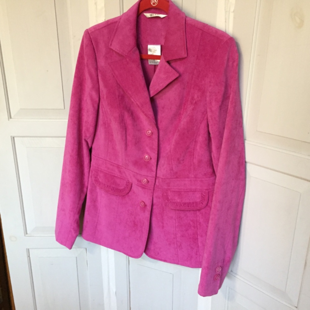 Women's Pink Faux Suede Jacket - Picture 9 of 16